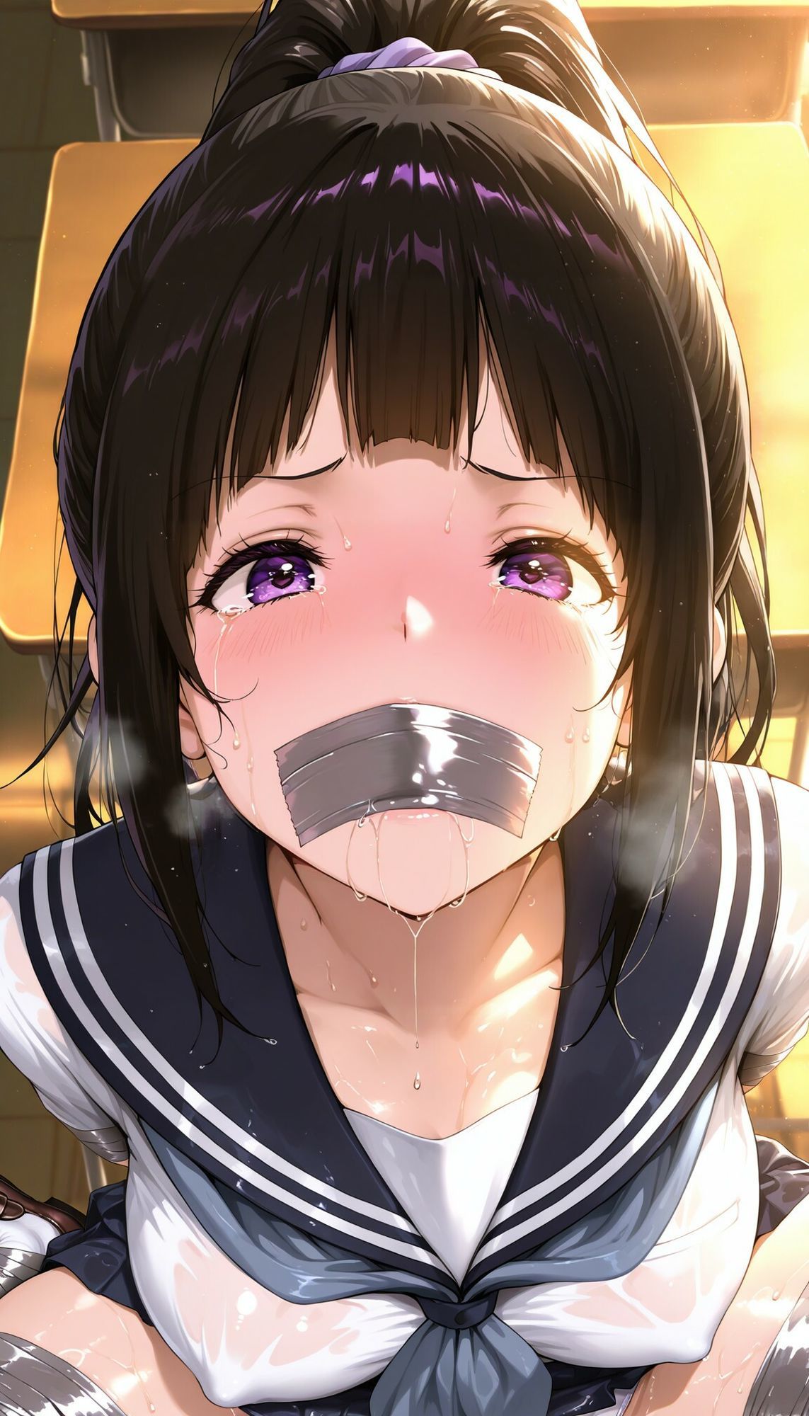 サンプル画像1:固定バイブde拘束ぷれい「千反田〇る」01.制服編＆02.濡れ透け白水着編(四季祭堂) [d_707538]