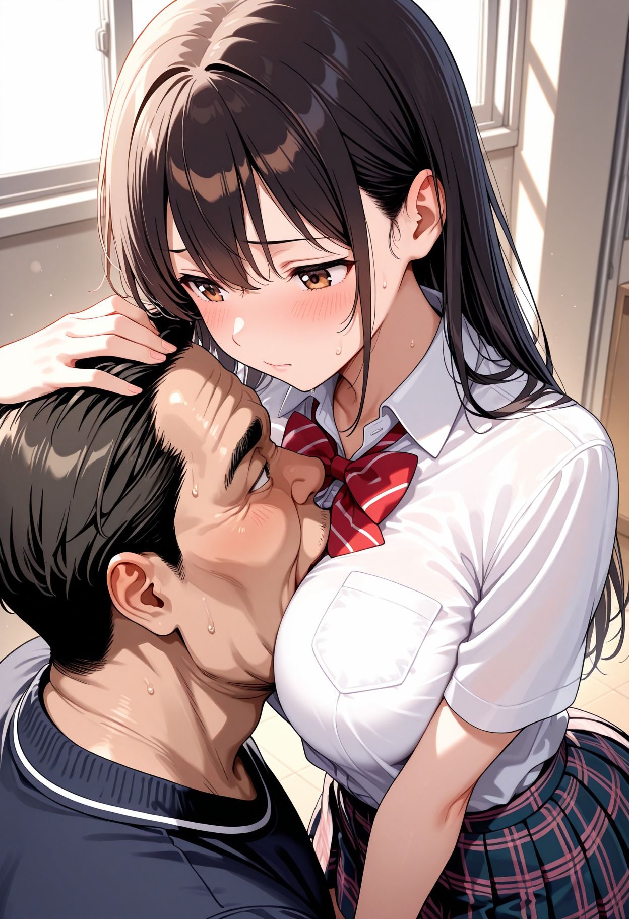 生徒会長淫乱メス堕ち キモ教師たちが放課後にぶっかけ性指導 画像2