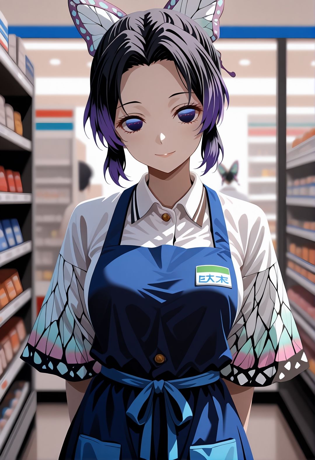 サンプル画像1:【344枚】鬼〇の刃・胡蝶し〇ぶが現代に転生したら…コンビニバイトに！(みるくぱん工房) [d_708096]