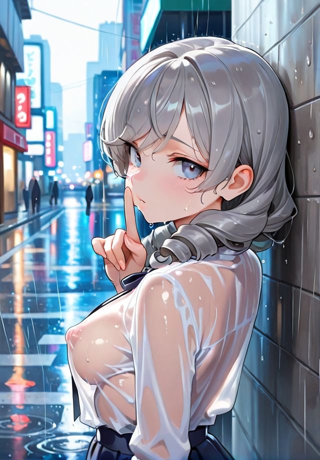 【エロ漫画】雨に透ける少女  ノーブラ編2