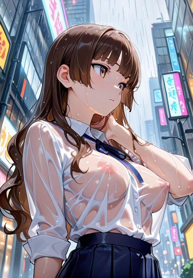 【エロ漫画】雨に透ける少女  ノーブラ編3