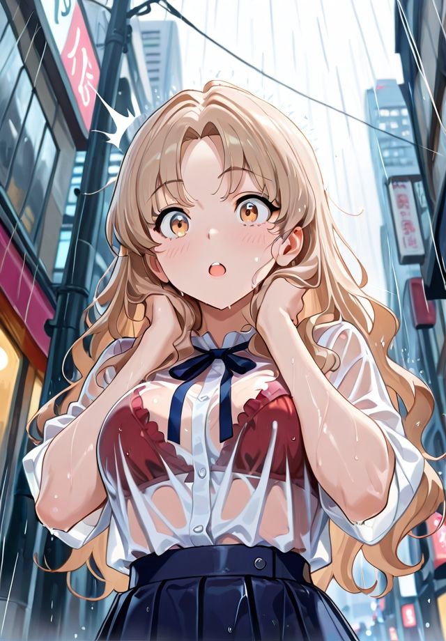 【エロ漫画】雨に透ける少女  透けブラ編3