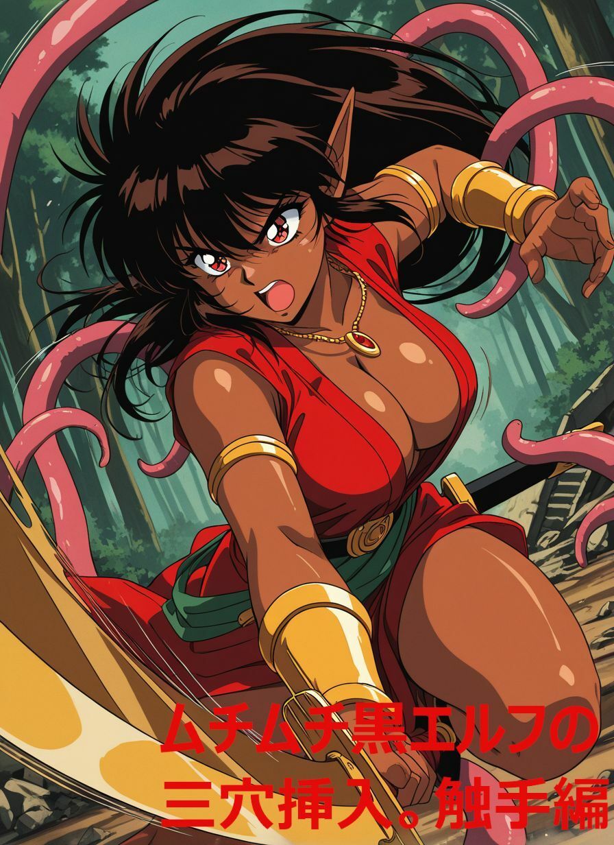 【動画付き】ムチムチ黒エルフの二穴挿入。触手編【142枚】です。 画像3