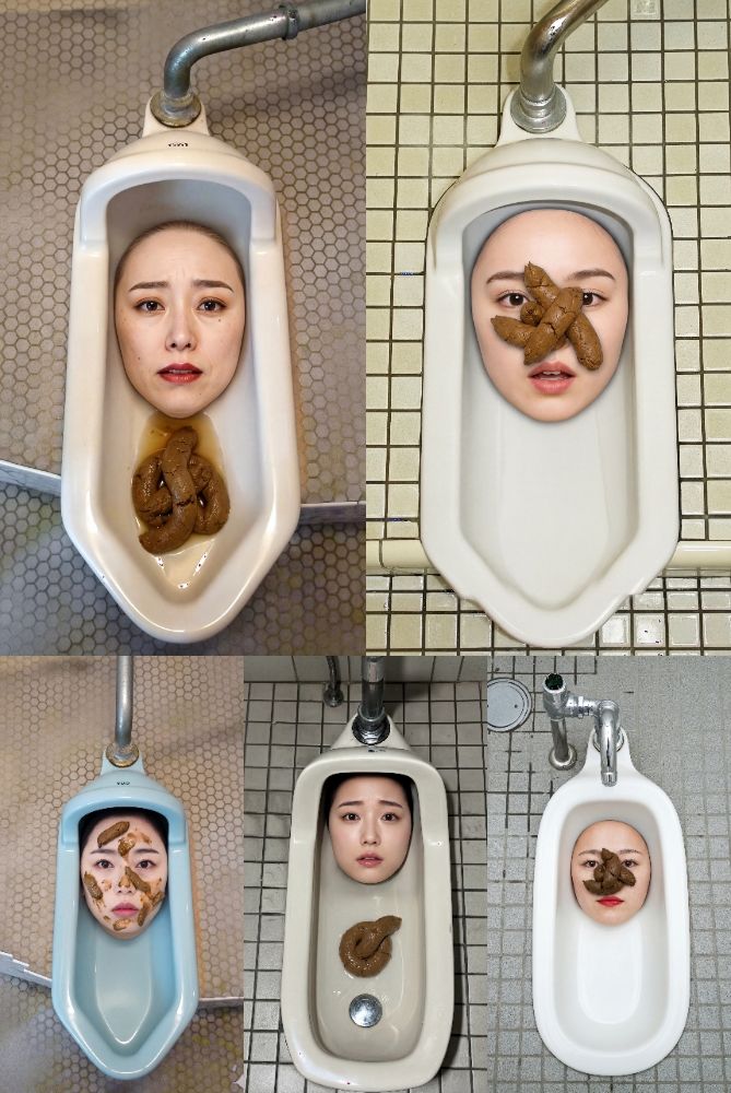 サンプル画像1:人間和式便器 ＜4K＞ 15枚(顔出し全身タイツ0703) [d_708710]