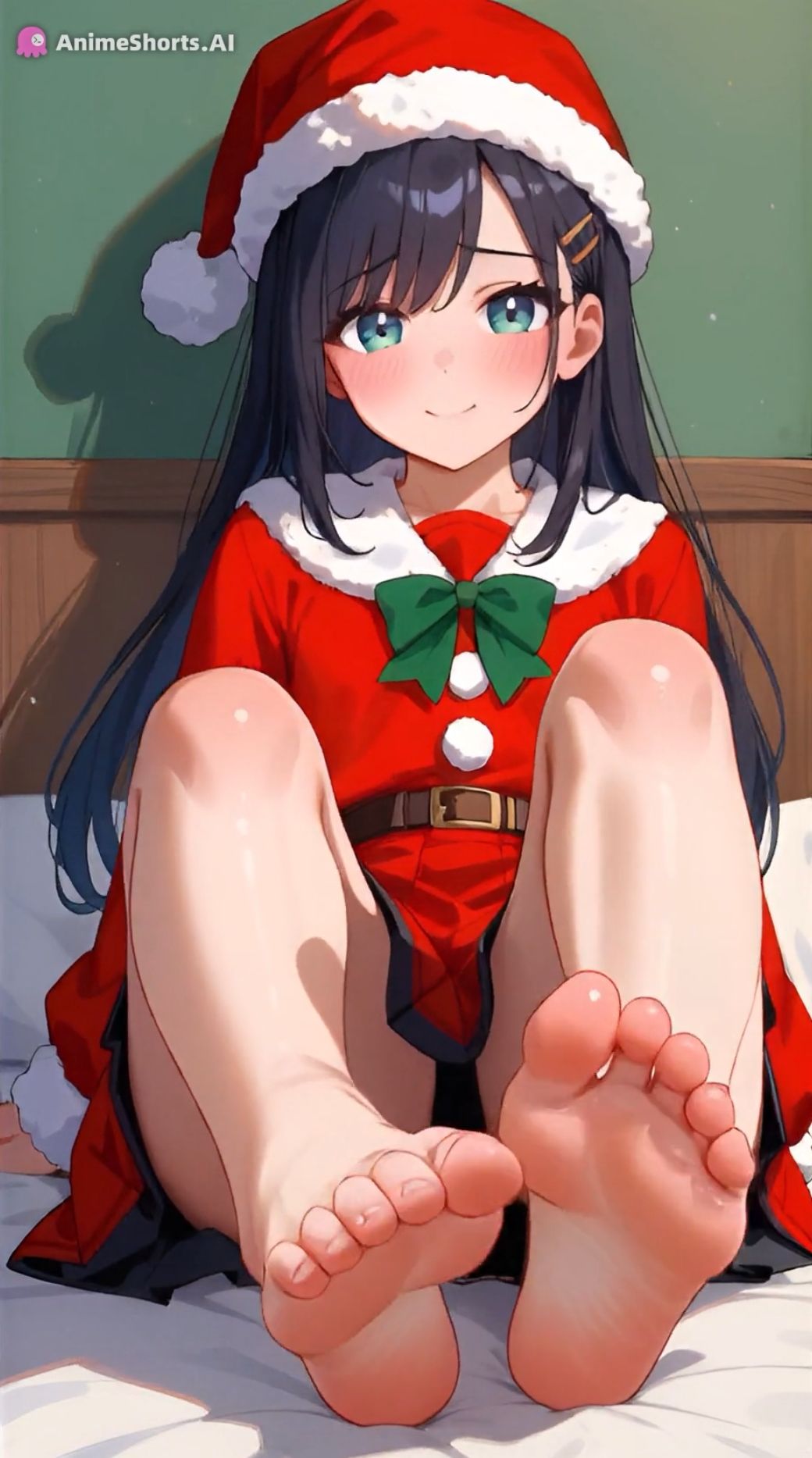 サンプル画像2:【セリフ音声付きアニメ3分1秒】足コキでオナサポ！冬のミニスカ制服！太もも、足の裏、靴下、素脚、パンチラ(ひろぴょん工房) [d_709144]