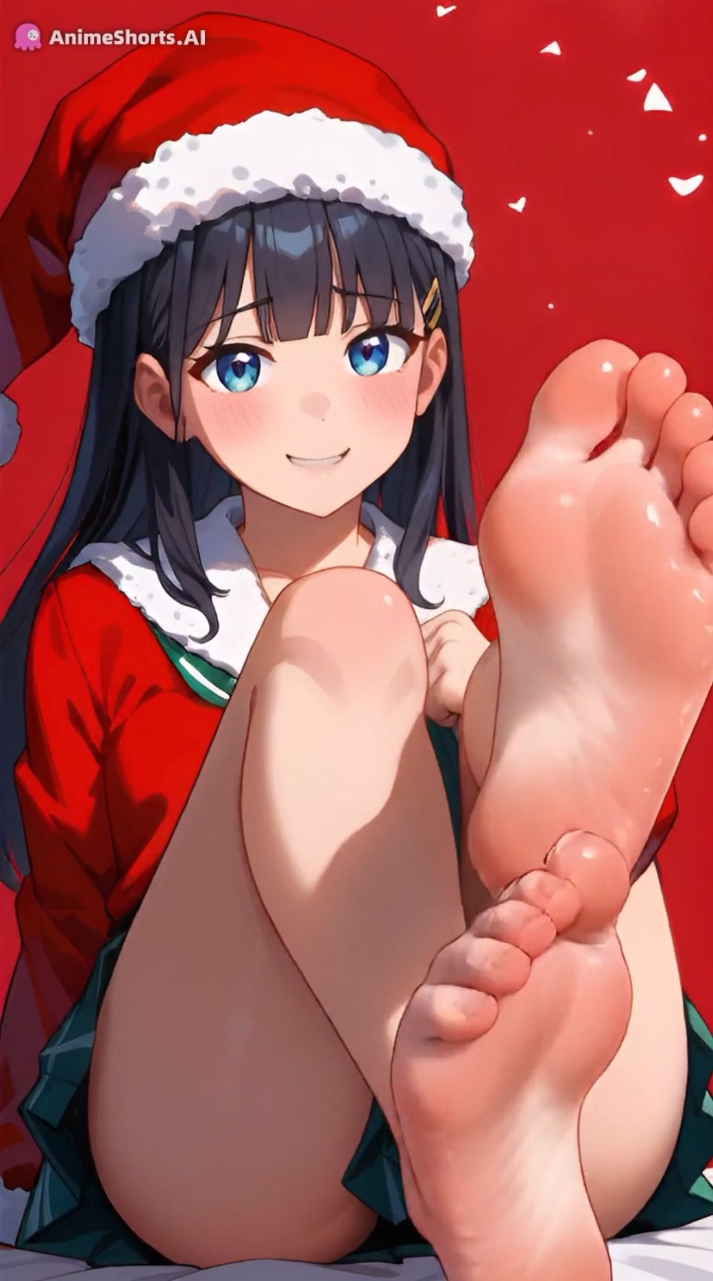 【セリフ音声付きアニメ3分1秒】足コキでオナサポ！冬のミニスカ制服！太もも、足の裏、靴下、素脚、パンチラ 画像9