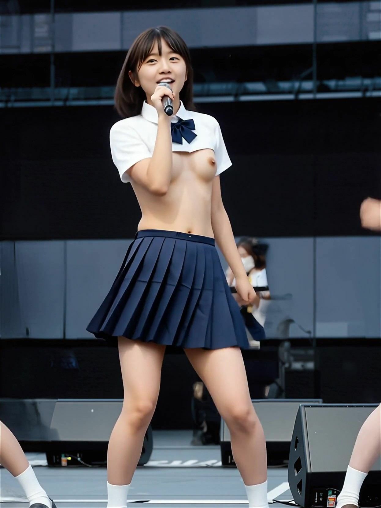 【エロ漫画】駆け出し地下アイドルのおっぱい丸出しライブ動画5