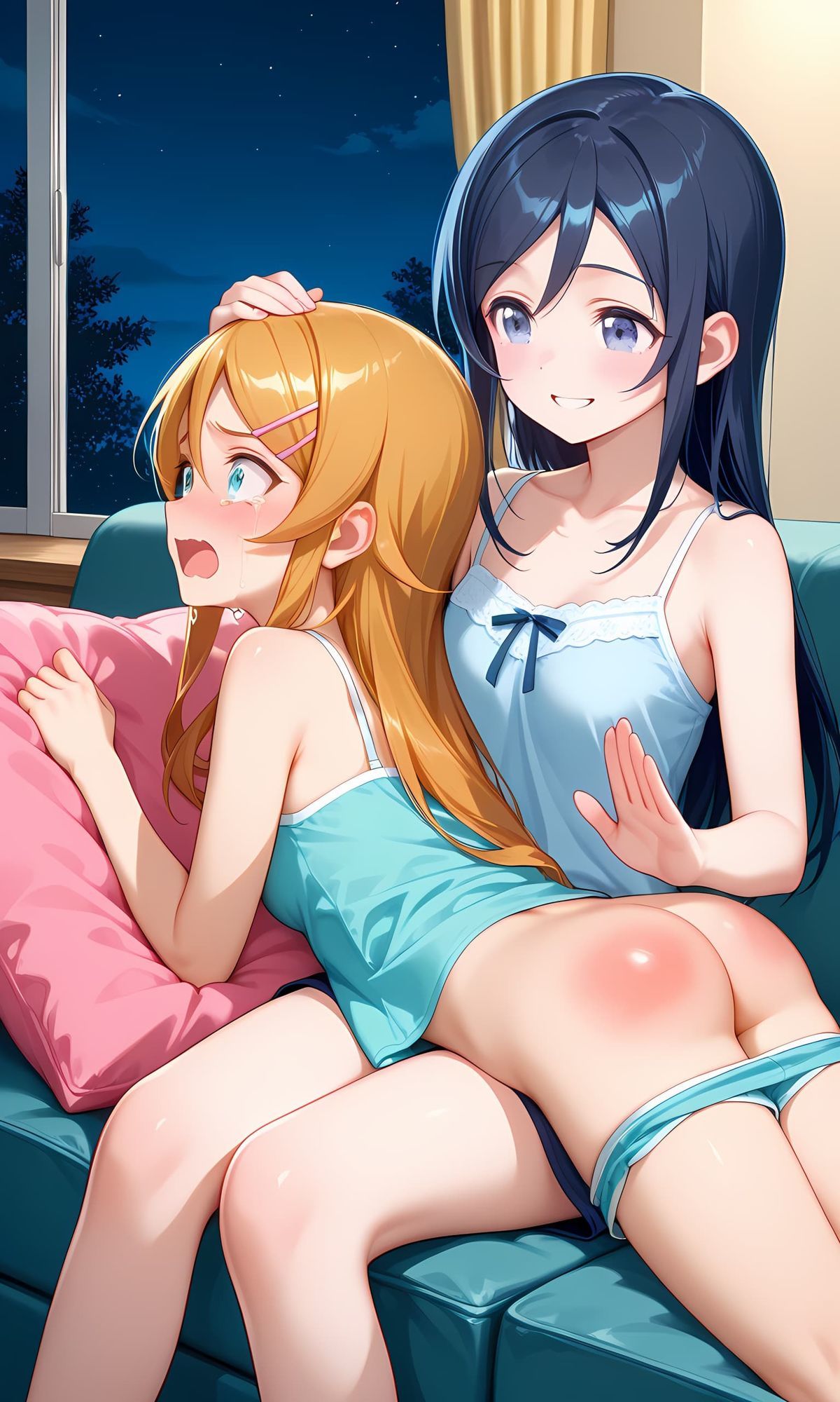 高坂桐乃・新垣あやせ（俺の妹がこんなに可愛いわけがない）お尻叩きイラスト集_1