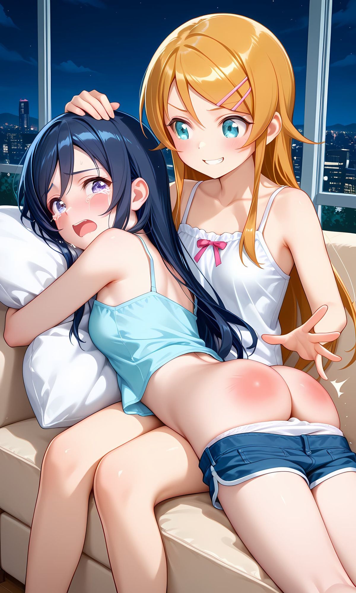 高坂桐乃・新垣あやせ（俺の妹がこんなに可愛いわけがない）お尻叩きイラスト集_2