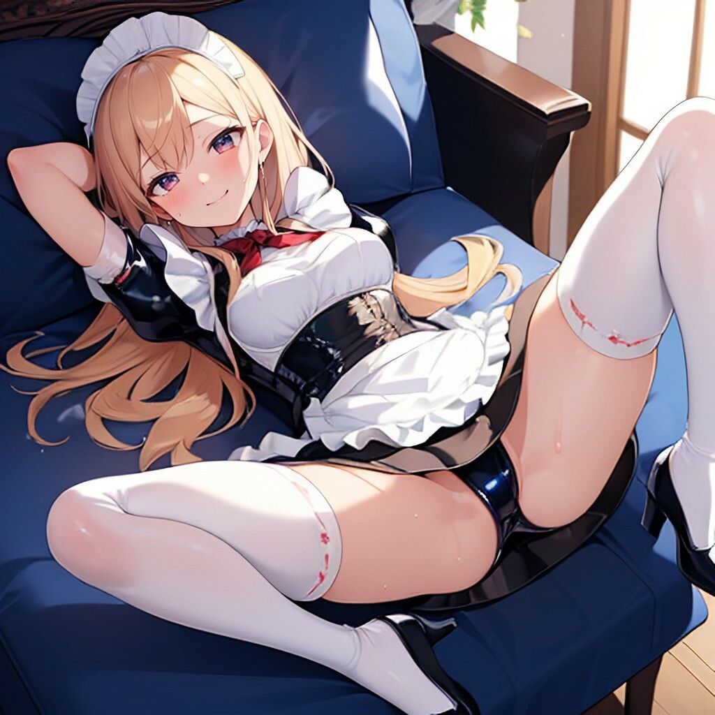 【エロ漫画】開脚見せつけなラテックス風メイドさん2