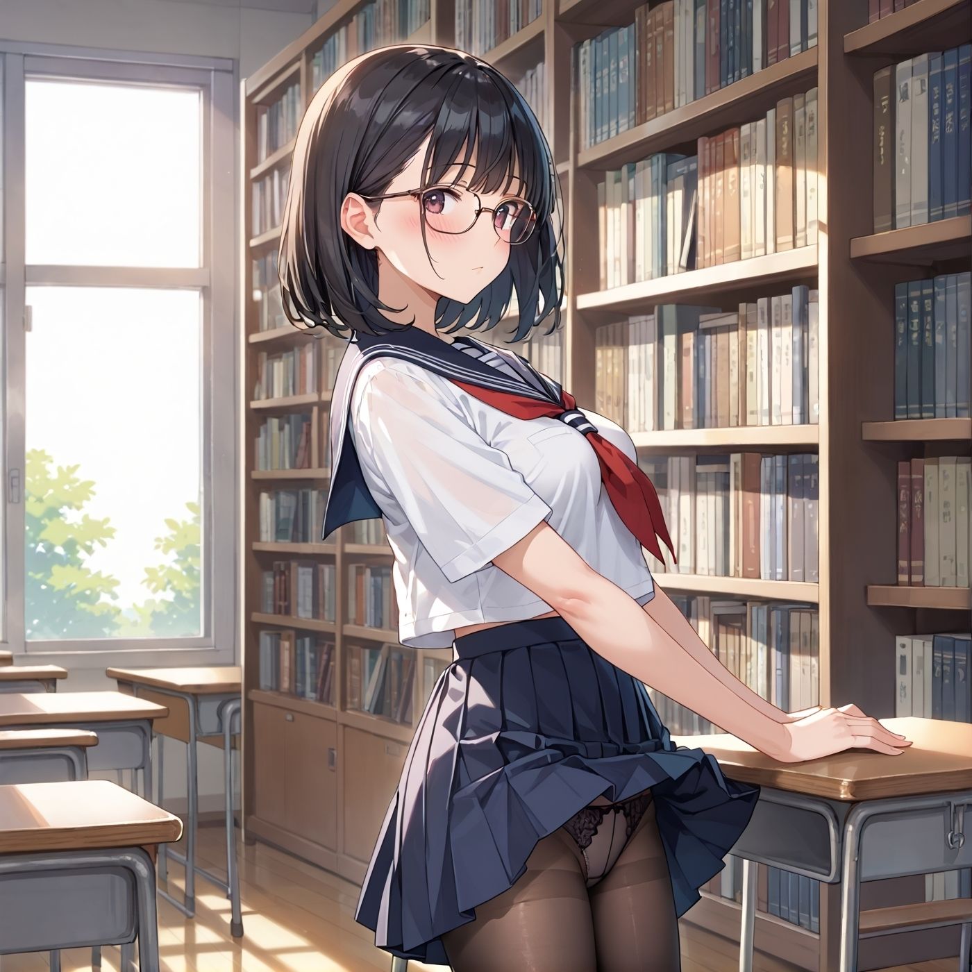 【無料エロ漫画】学園性活!図書委員と官能的な秘め事2【メガネ美少女の厳選CG207枚収録】(アオとハル) d_711037