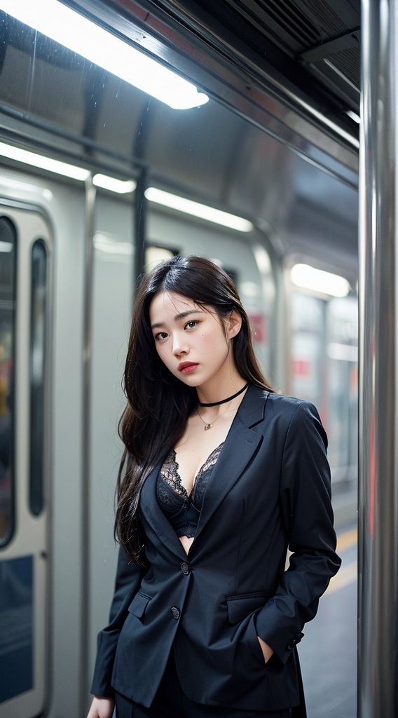 サンプル画像3:JK 縄で縛られた女子〇〇生  緊縛写真集  電車のホームで露出(らぶいちゃAI美女) [d_711243]