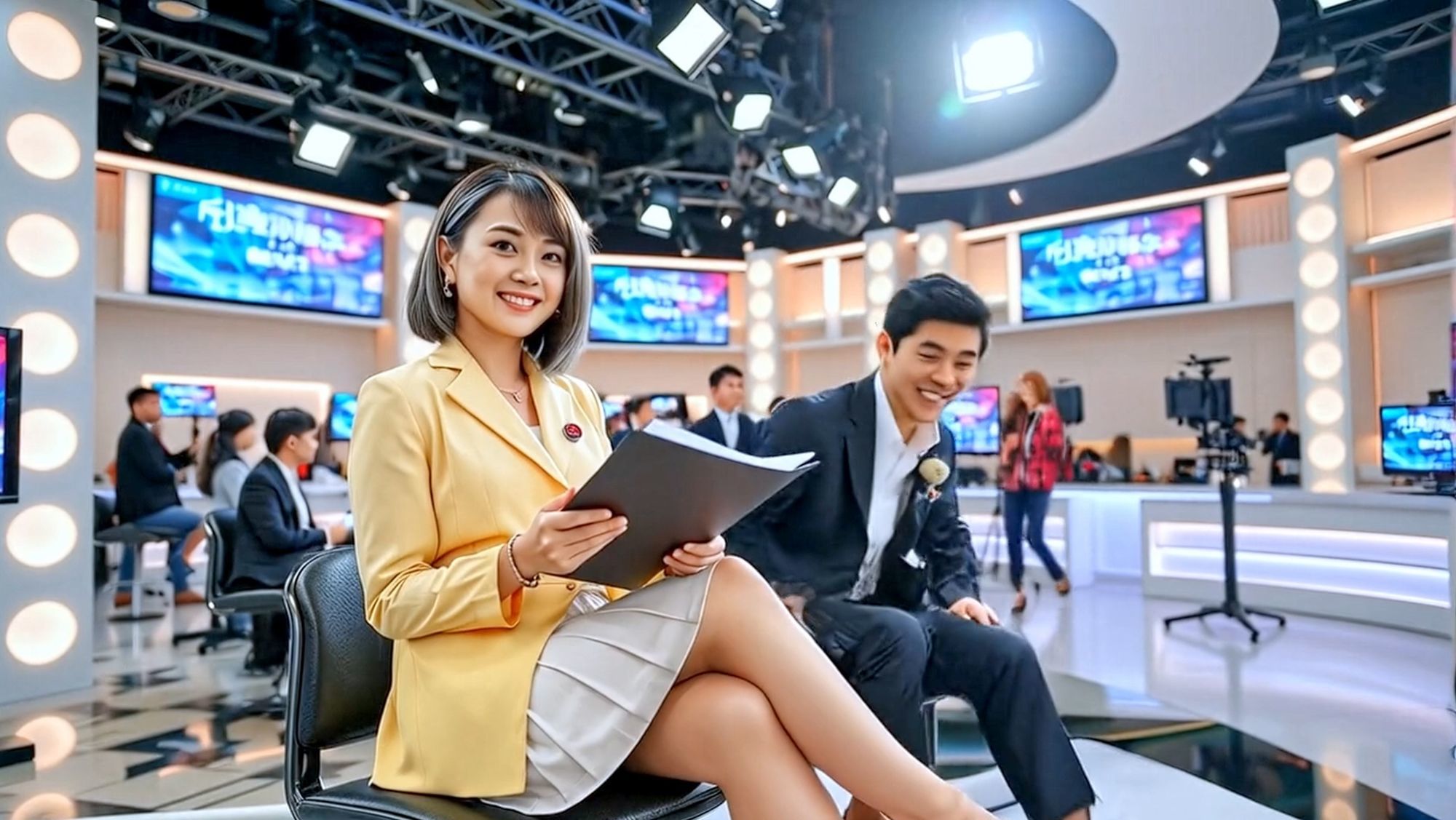 サンプル画像4:妄想 女子アナ本番中におっぱい見せちゃった AI生成動画(Artificial Intelligence iso) [d_711773]