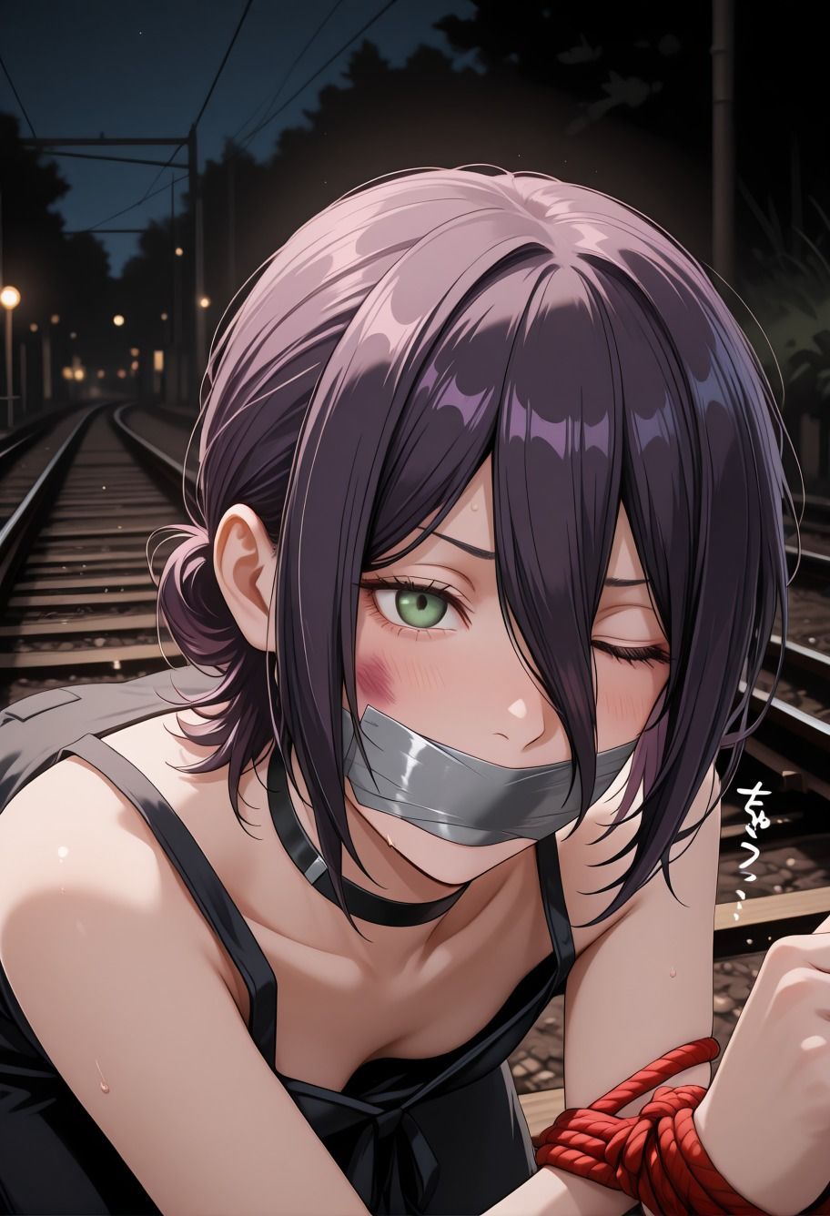 催●レ◯電車凌●パロディ〜チェン◯ーマン風美女が線路拘束アヘ顔・妊娠NTRシチュ満載 画像7