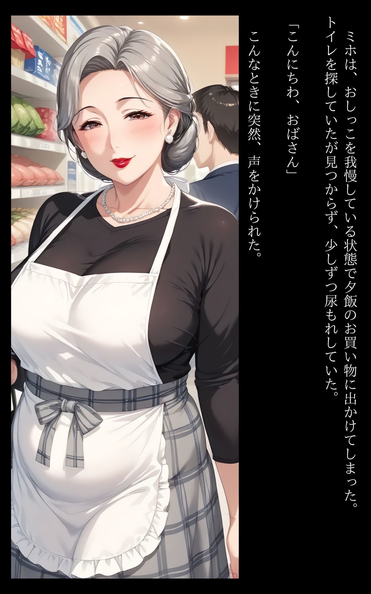 【エロ漫画】おばさんとスーパーで変態お買い物2