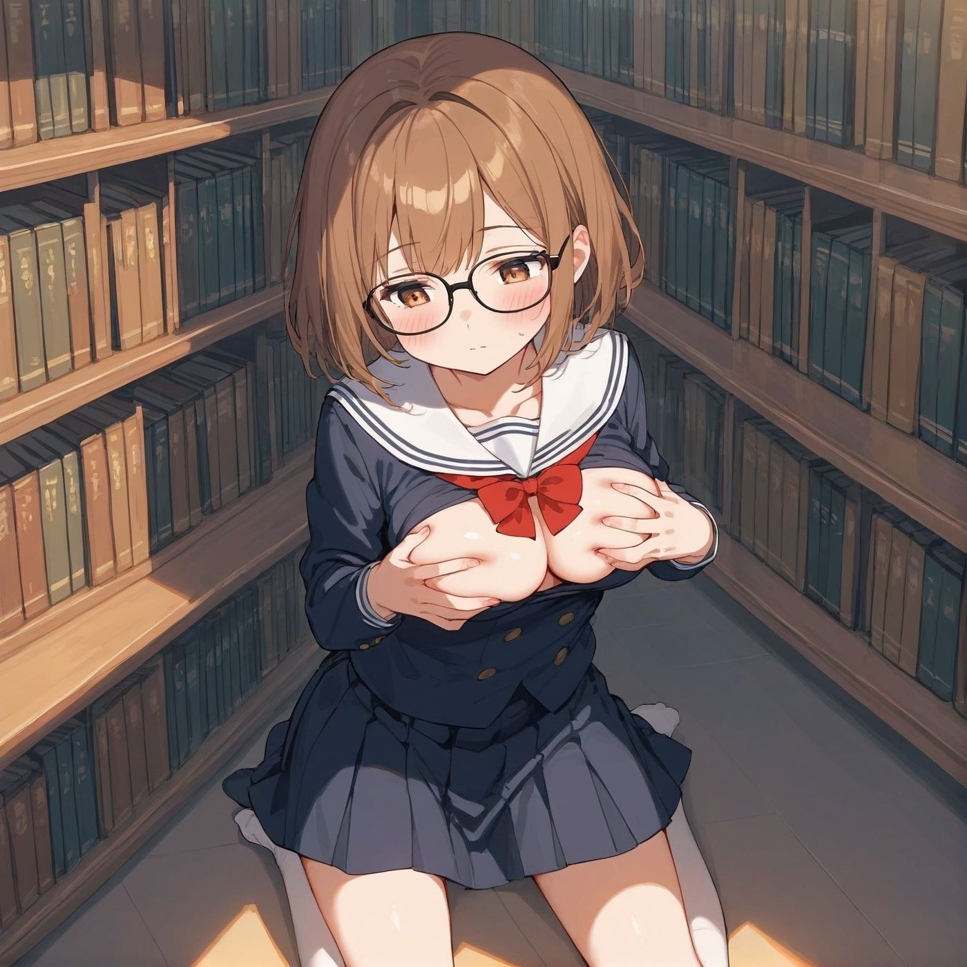 サンプル画像5:学園性活！図書委員と官能的な秘め事3【メガネ美少女の厳選CG350枚収録】(アオとハル) [d_712262]