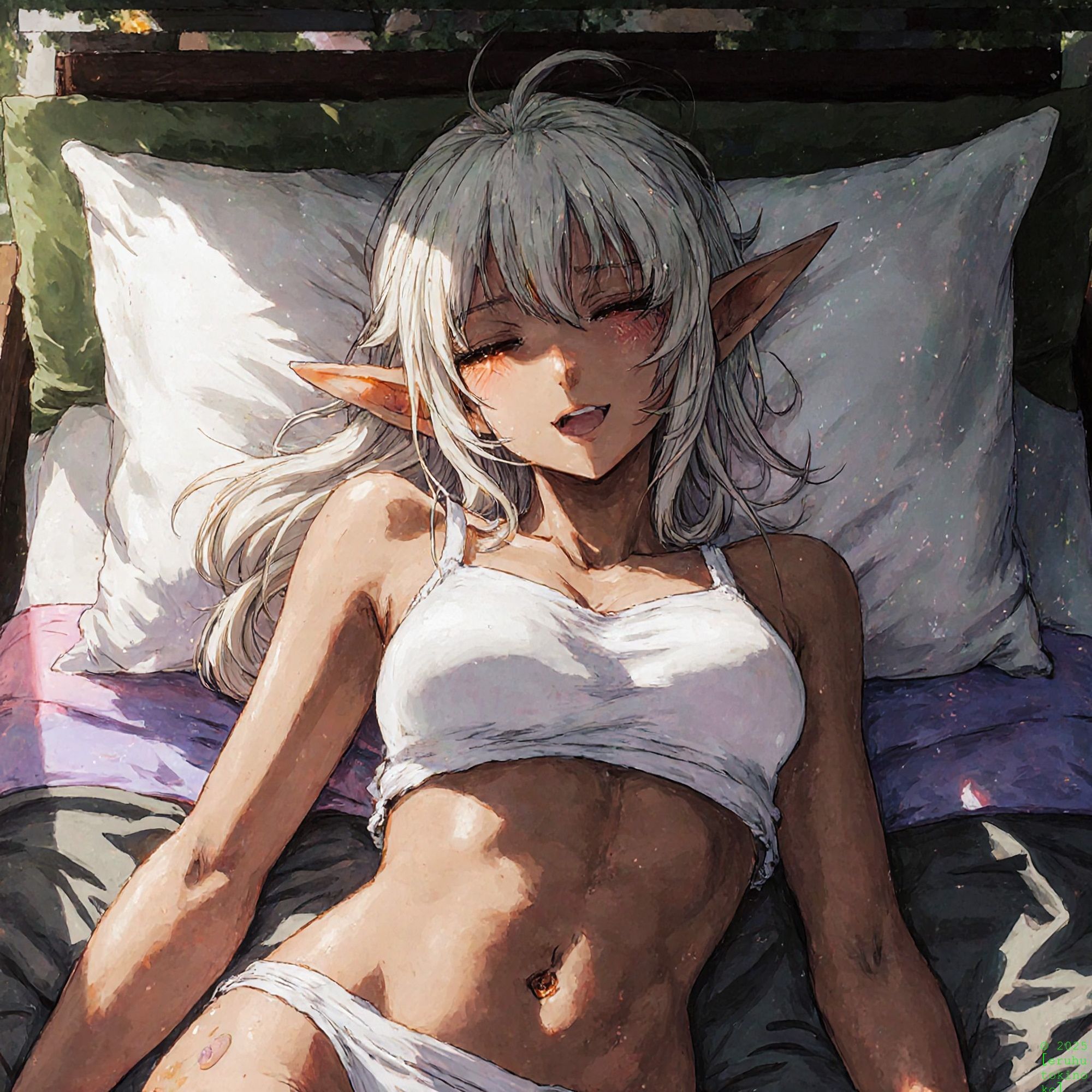 【エロ漫画】森で出会った褐色エルフちゃんを持ち帰ってみた10