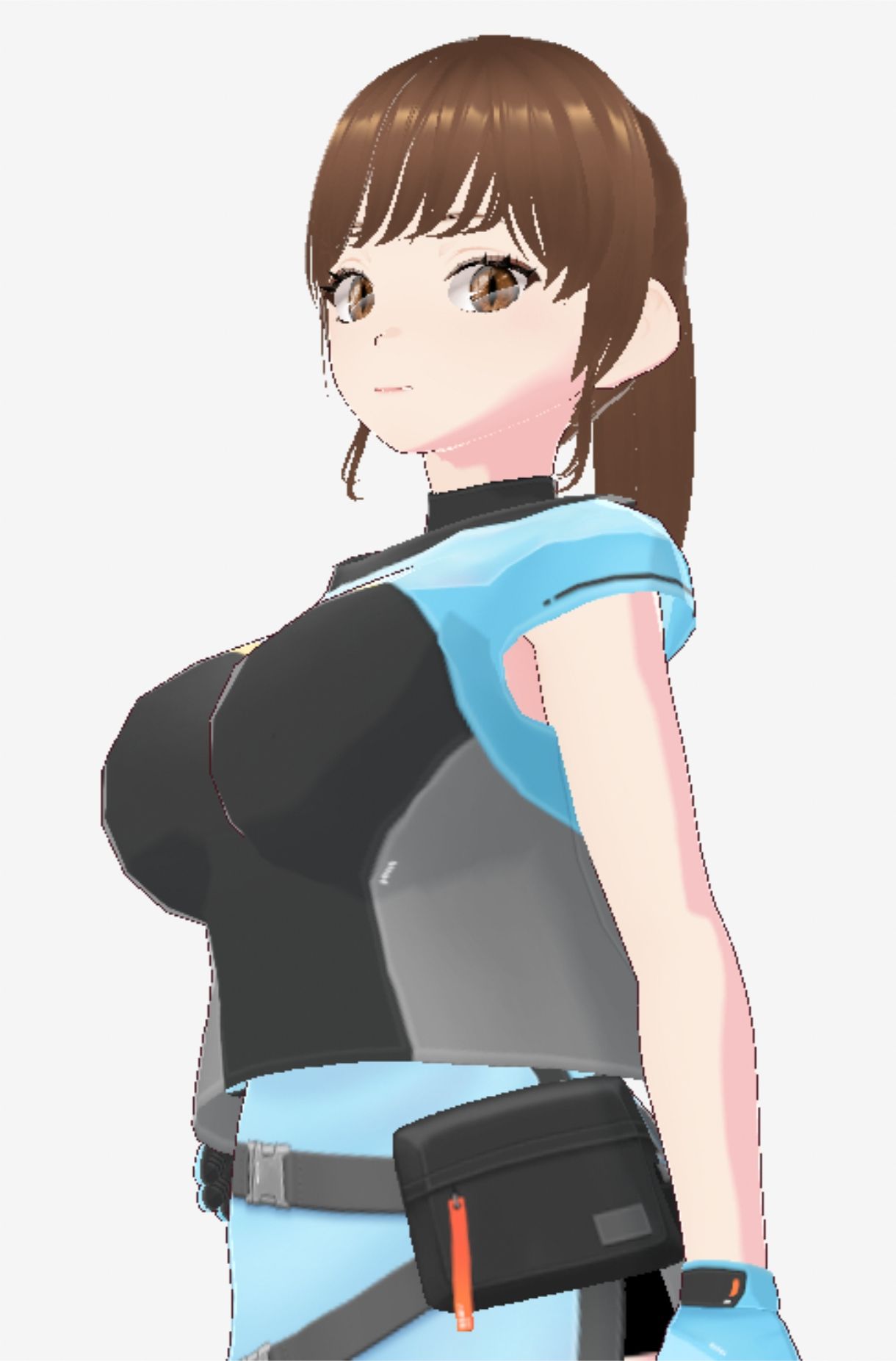 サンプル画像1:水色の服を着た巨乳のお姉さん（セリフなし  3DCGモデル  イラスト集）(シックススイートナイン) [d_712718]