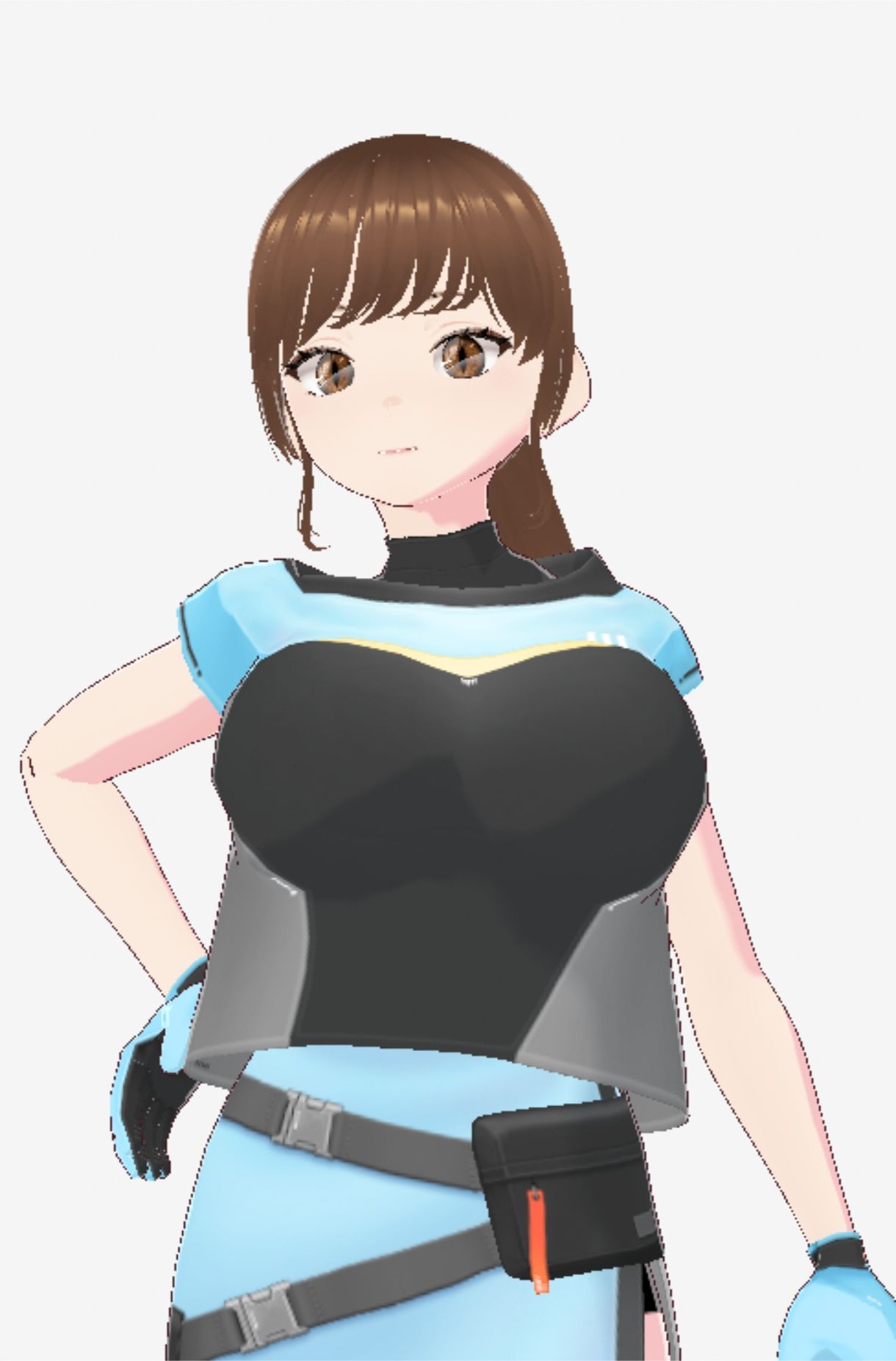 サンプル画像3:水色の服を着た巨乳のお姉さん（セリフなし  3DCGモデル  イラスト集）(シックススイートナイン) [d_712718]