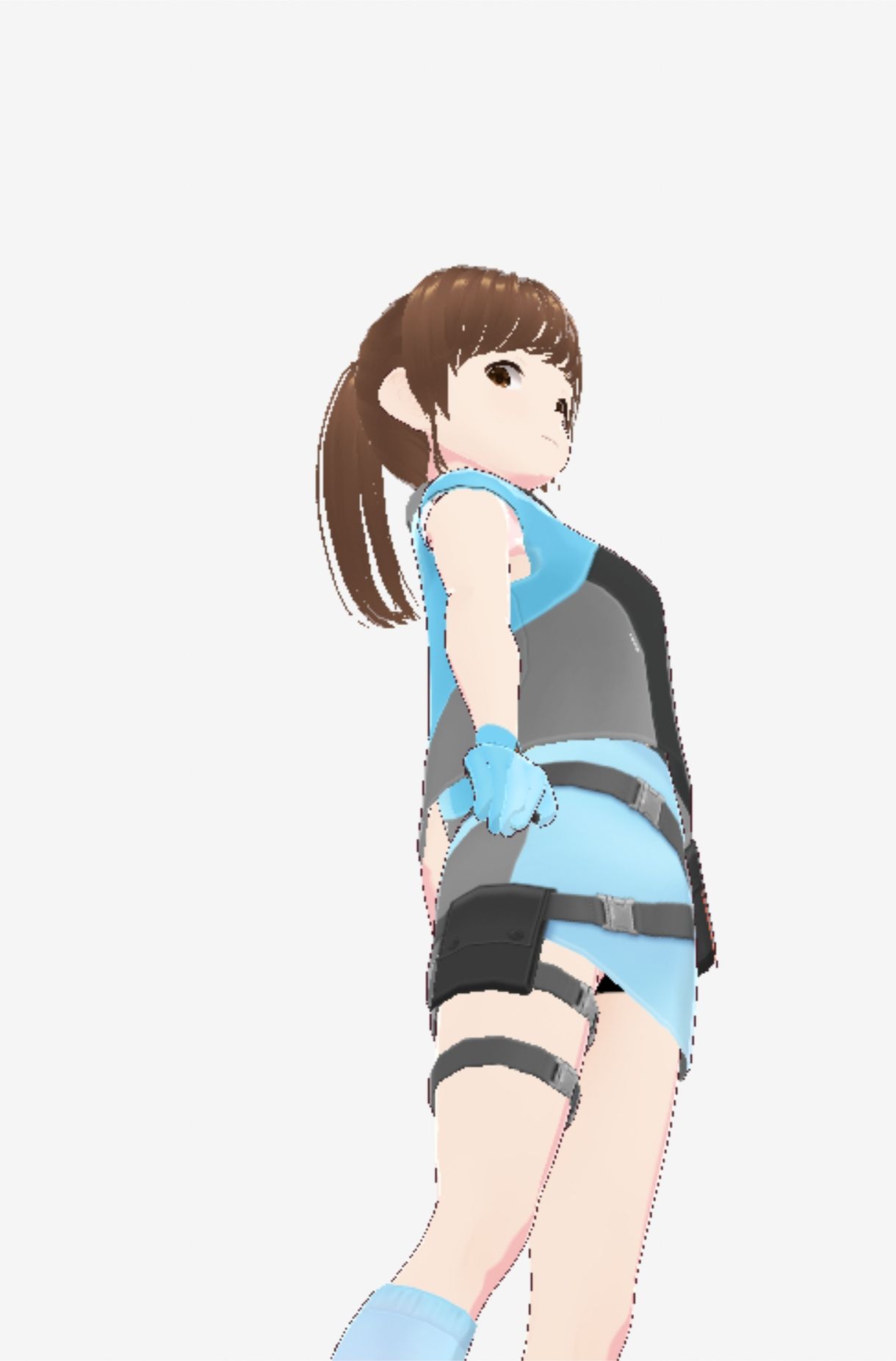 サンプル画像5:水色の服を着た巨乳のお姉さん（セリフなし  3DCGモデル  イラスト集）(シックススイートナイン) [d_712718]