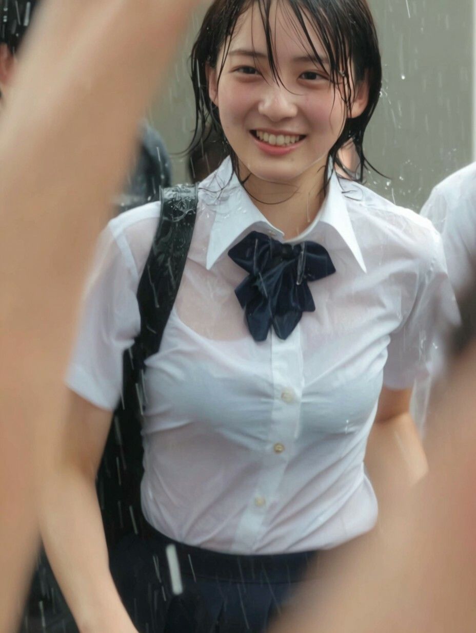 【画像200枚】雨と白のブラウス 画像2