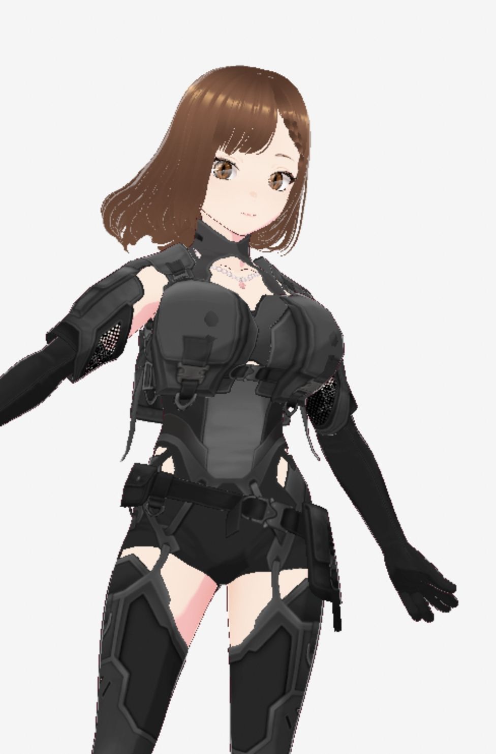 黒いウェアを着ている巨乳のお姉さん（セリフなし  3DCGモデル  イラスト集） 画像1