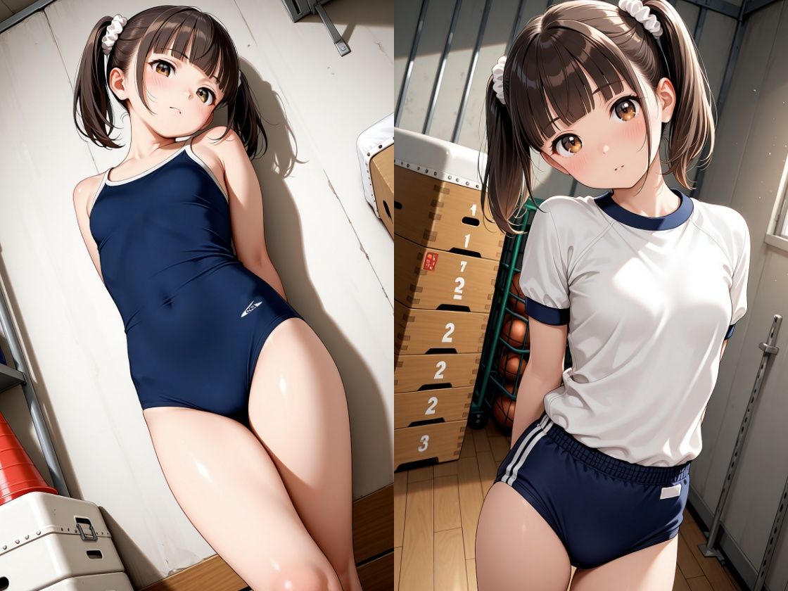 【エロ漫画】ツインテールちゃんのスク水ブルマ1