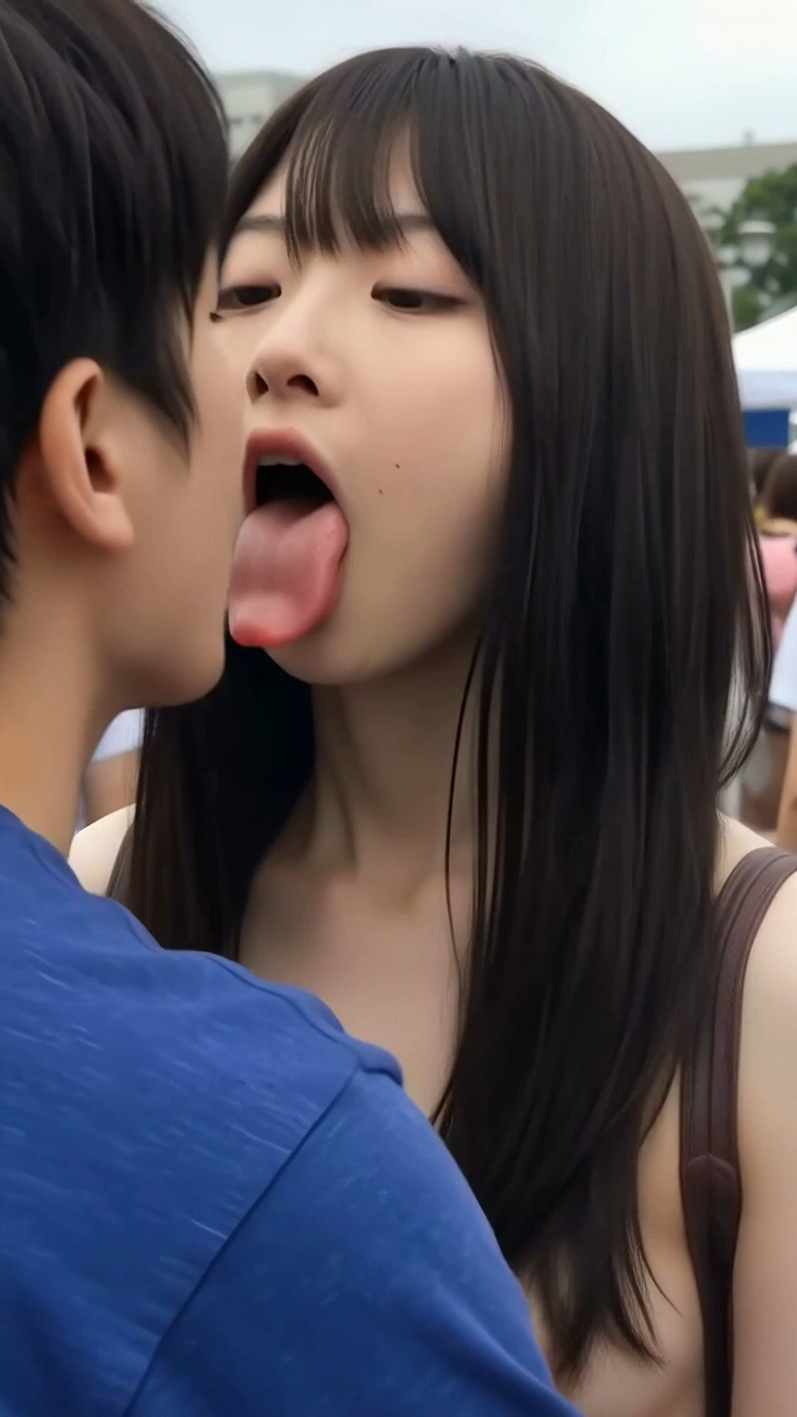 【エロ漫画】【動画】突撃ベロチュー キャンパス美女が挑む密着体感ドキュメント6