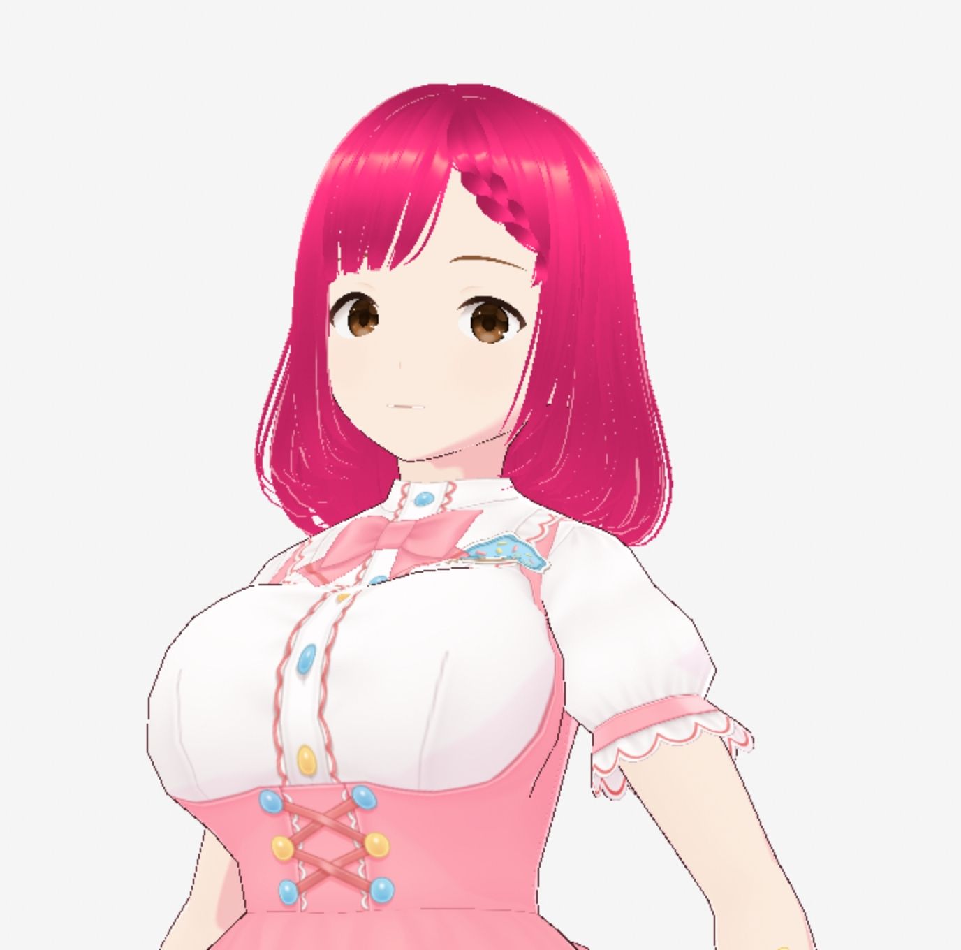ピンクのメイドっぽい可愛い衣装のお姉さん（セリフなし  3DCGモデル  イラスト集） 画像1
