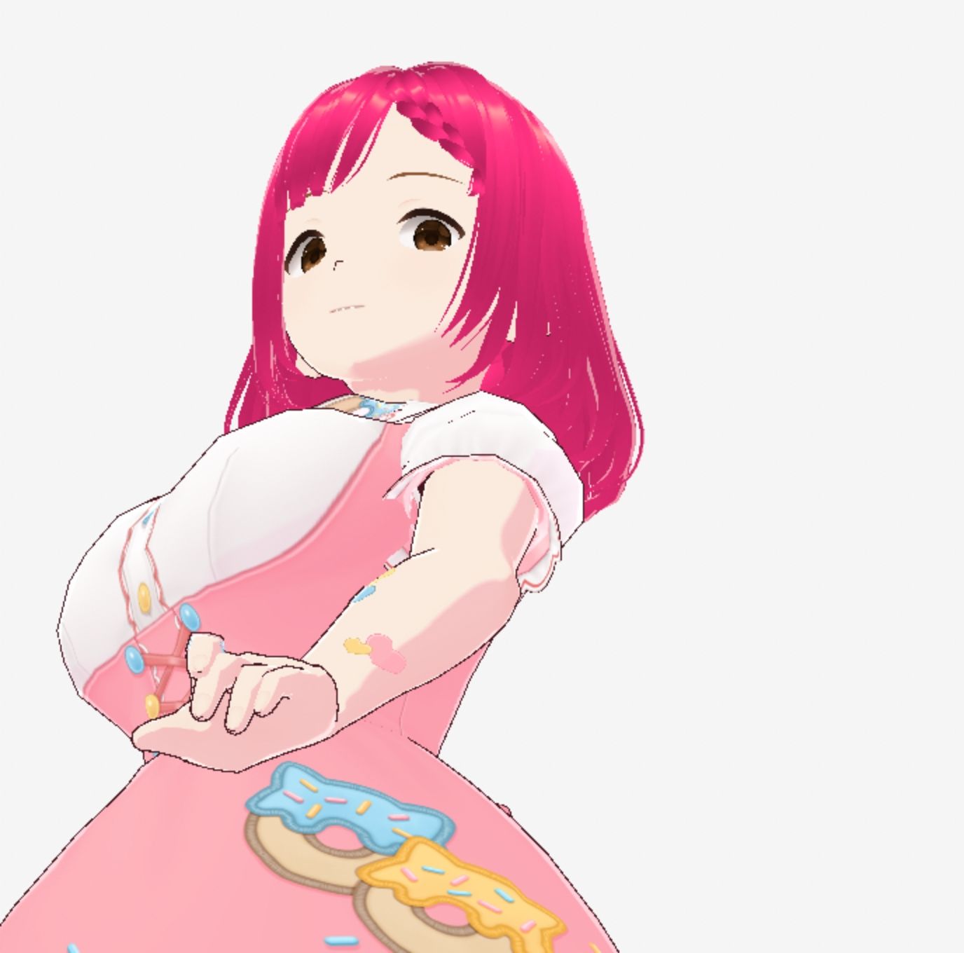 ピンクのメイドっぽい可愛い衣装のお姉さん（セリフなし  3DCGモデル  イラスト集） 画像3