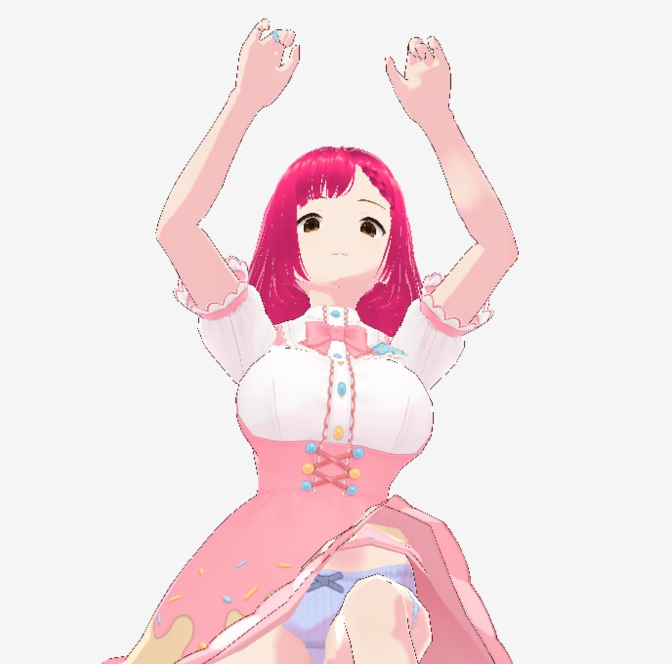 ピンクのメイドっぽい可愛い衣装のお姉さん（セリフなし  3DCGモデル  イラスト集） 画像7