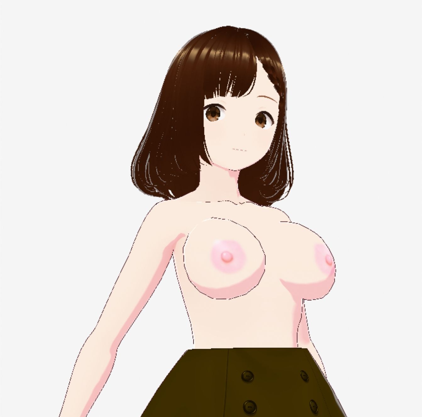 サンプル画像4:黒いスカートだけでおっぱい丸出しのお姉さん（セリフなし  3DCGモデル  イラスト集）(シックススイートナイン) [d_714126]