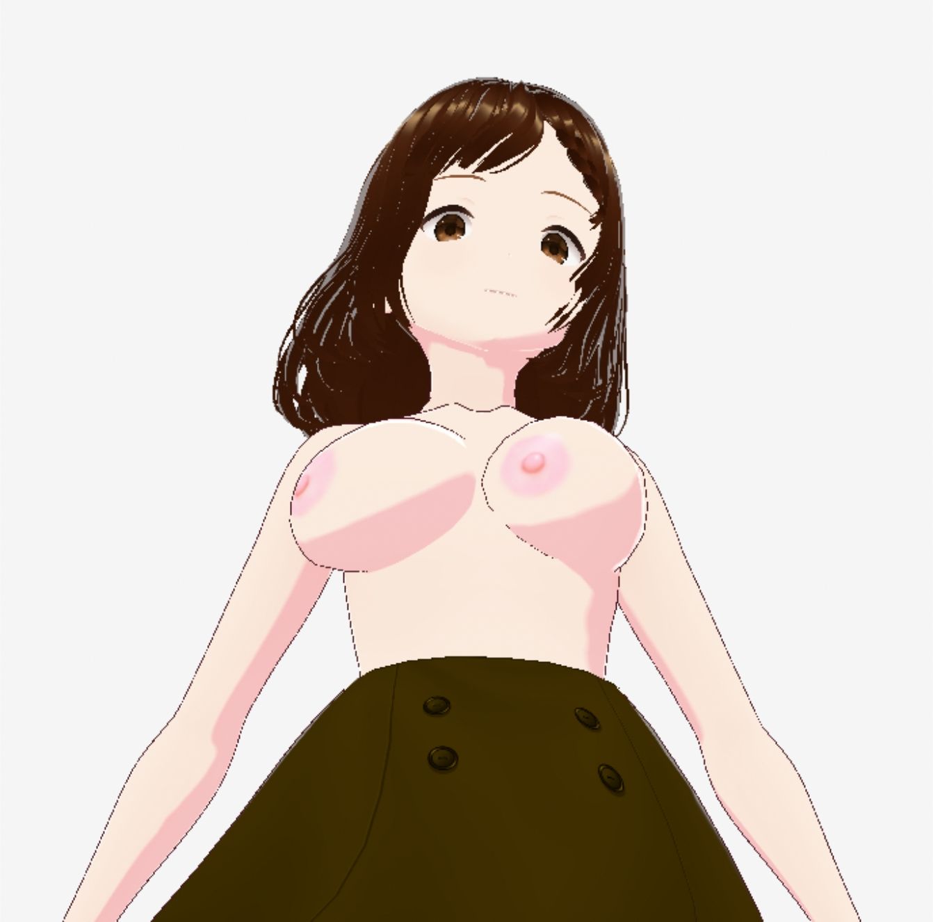 サンプル画像6:黒いスカートだけでおっぱい丸出しのお姉さん（セリフなし  3DCGモデル  イラスト集）(シックススイートナイン) [d_714126]