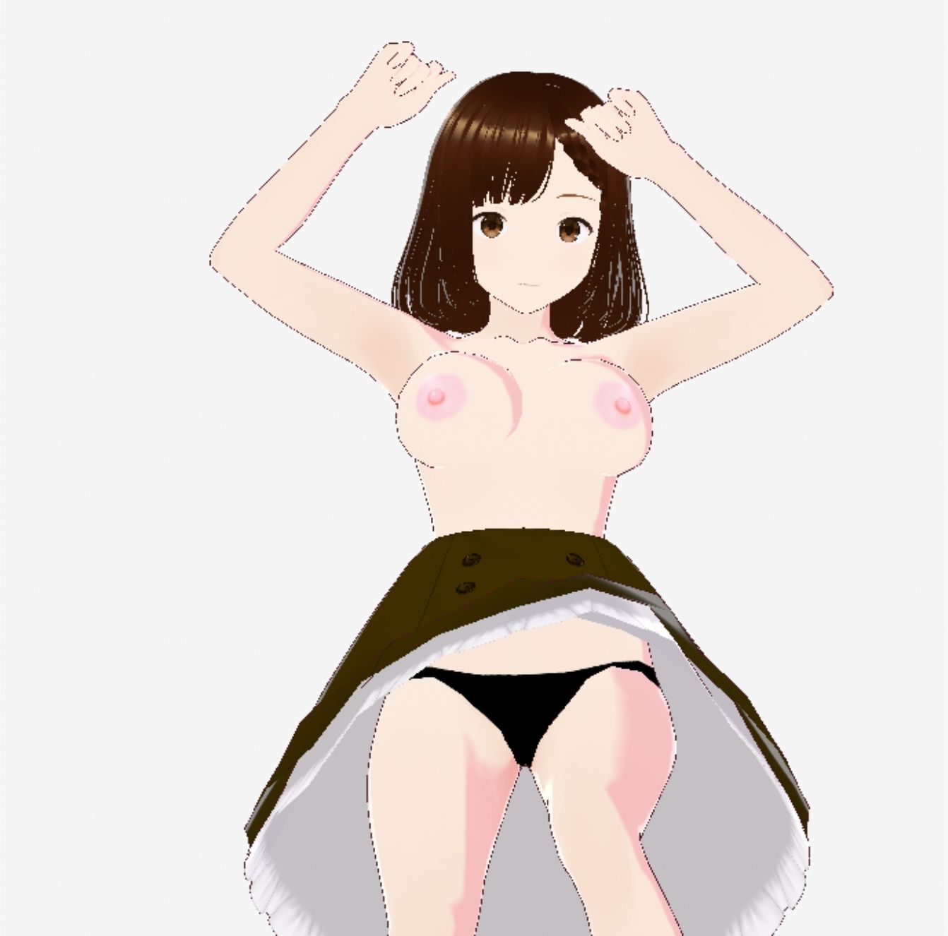 黒いスカートだけでおっぱい丸出しのお姉さん（セリフなし  3DCGモデル  イラスト集） サンプル9