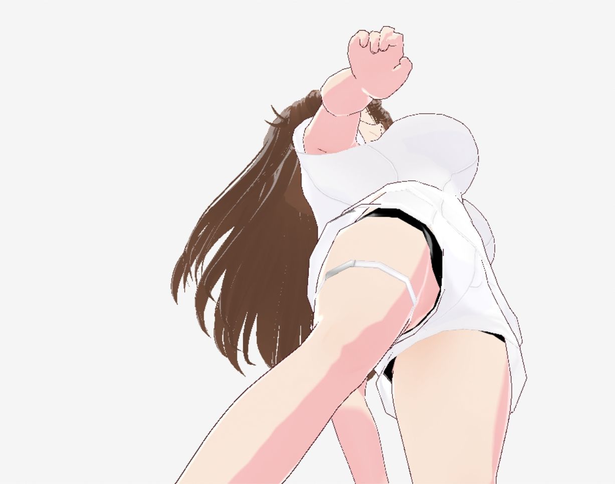 白い洋服の巨乳美女を色々な視点で眺める(セリフなし 3DCGモデル イラスト集) 画像1