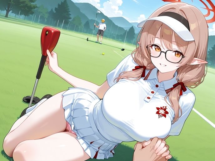 サンプル画像1:チナツとゴルフエッチ（はーと） コスプレ・巨乳・いちゃいちゃ・野外・くぱぁ(百円堂) [d_714246]