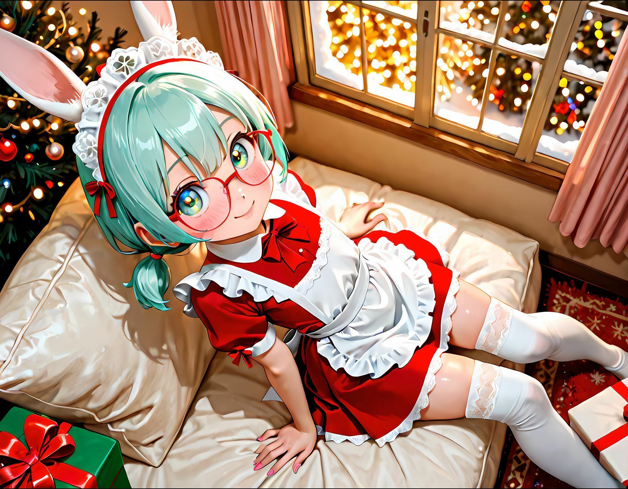 【おまけ動画付き】うさ耳娘たちのクリスマスメイドコスプレ  CGイラスト集・おまけ動画 画像1