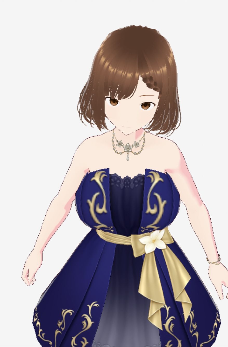 青いドレスを着た巨乳のお姉さん（セリフなし  3DCGモデル  イラスト集）1