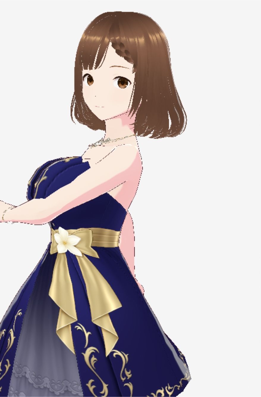 サンプル画像2:青いドレスを着た巨乳のお姉さん（セリフなし  3DCGモデル  イラスト集）(ファンタスセレブリティ) [d_714906]