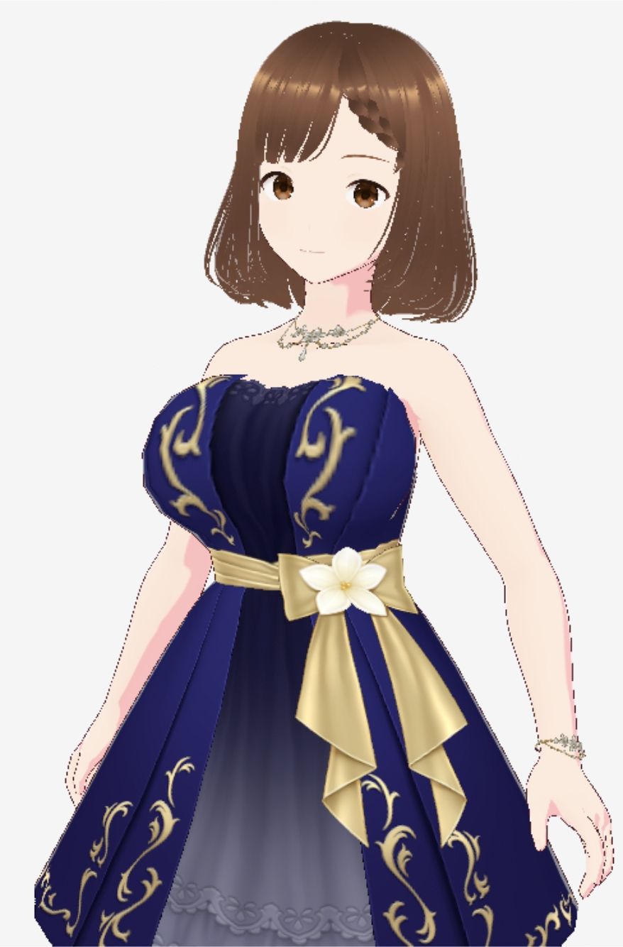 青いドレスを着た巨乳のお姉さん（セリフなし  3DCGモデル  イラスト集）3