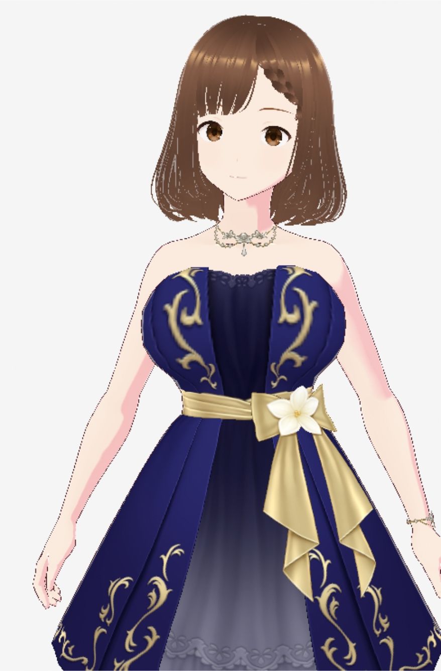 サンプル画像4:青いドレスを着た巨乳のお姉さん（セリフなし  3DCGモデル  イラスト集）(ファンタスセレブリティ) [d_714906]