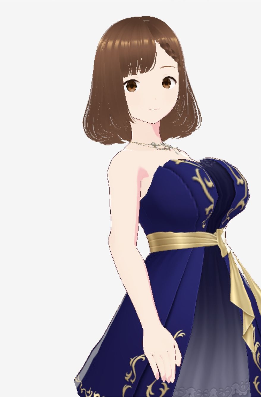 サンプル画像5:青いドレスを着た巨乳のお姉さん（セリフなし  3DCGモデル  イラスト集）(ファンタスセレブリティ) [d_714906]