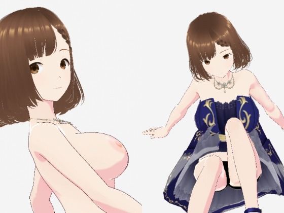 青いドレスを着た巨乳のお姉さん（セリフなし  3DCGモデル  イラスト集）【ファンタスセレブリティ】