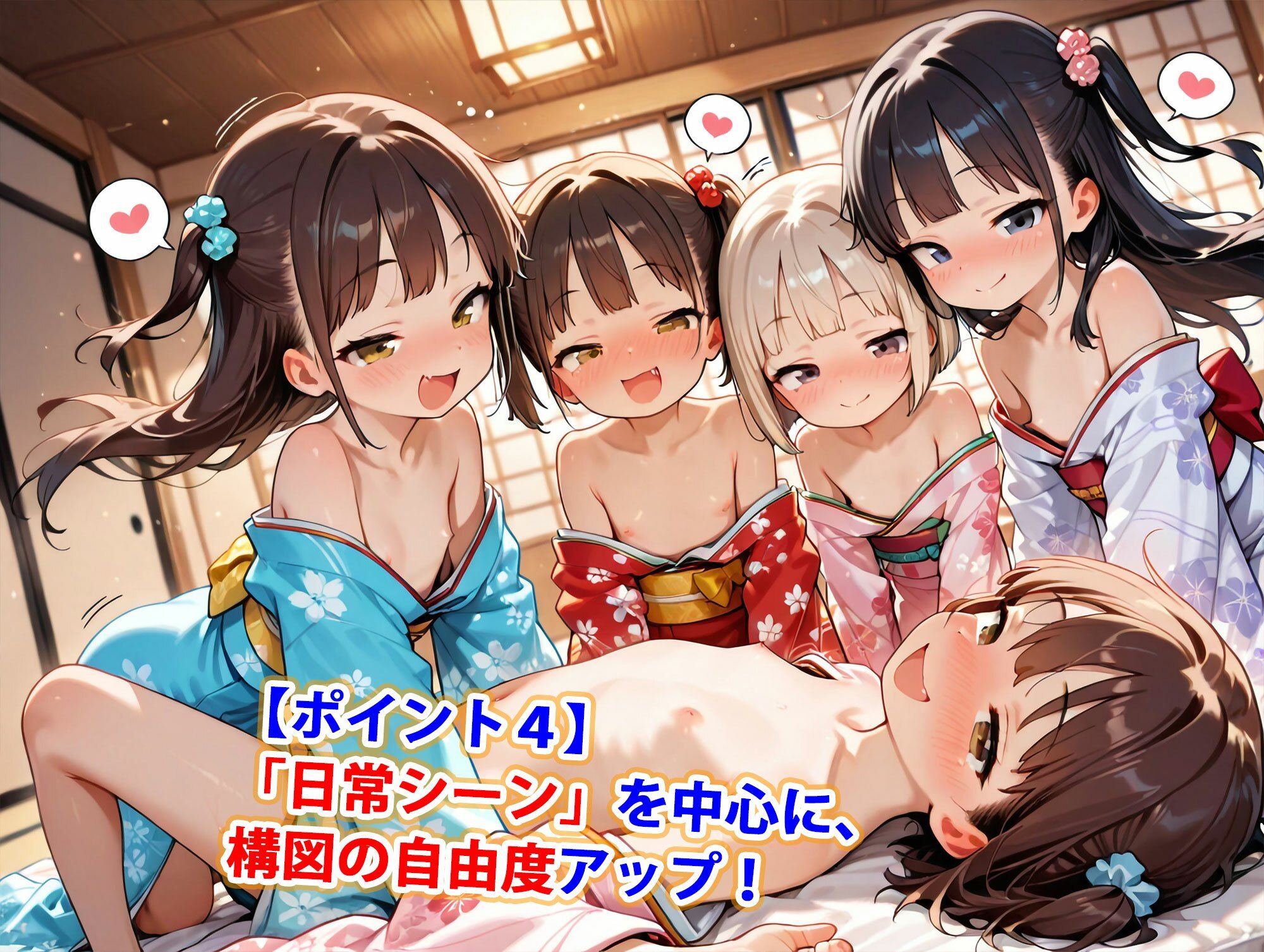 お正月振袖ちっぱい少女純ハーレム5