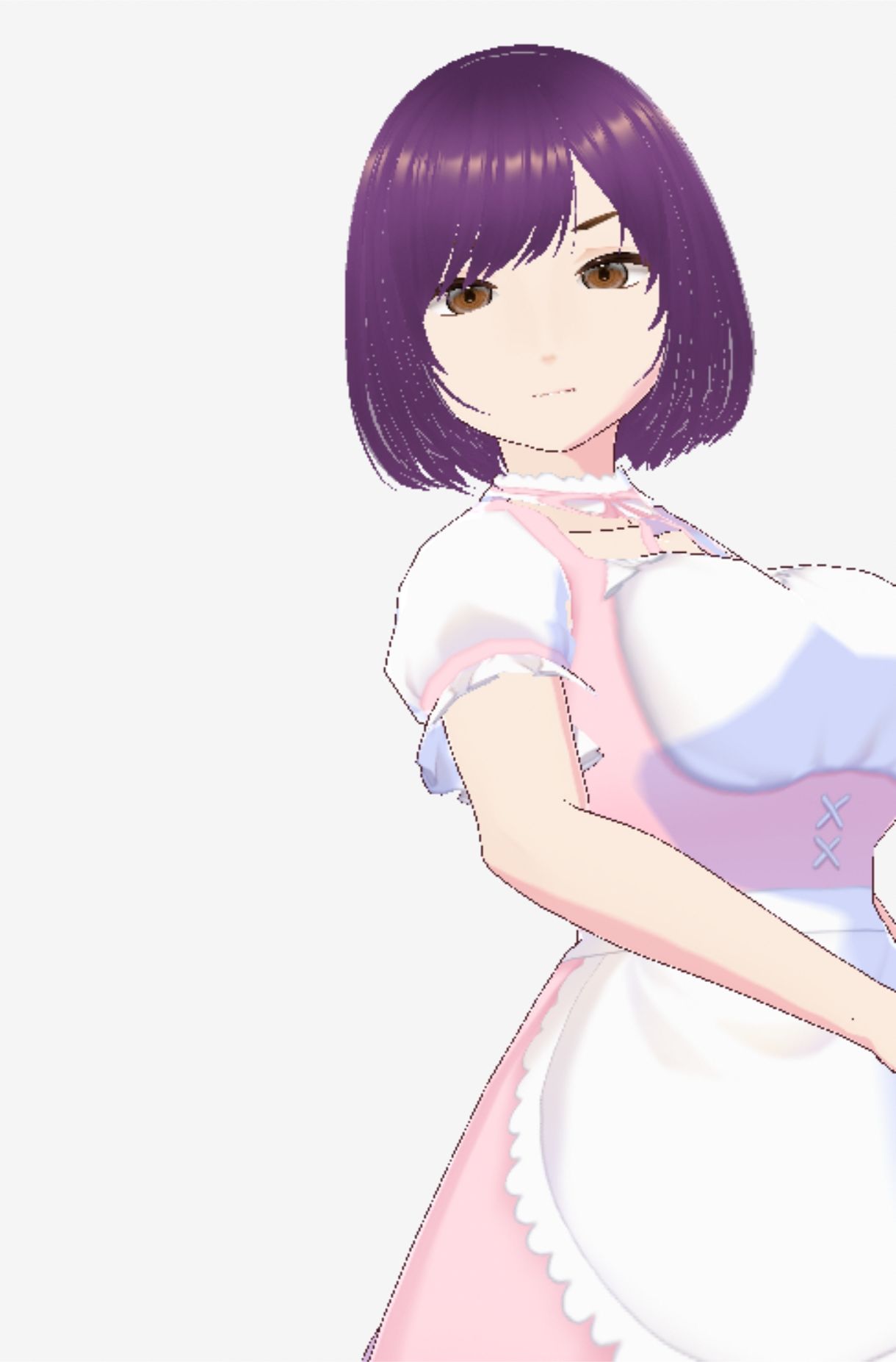 サンプル画像2:パープルヘアの巨乳の女性（セリフなし  3DCGモデル  イラスト集）(アフェアーアモーレ) [d_715249]