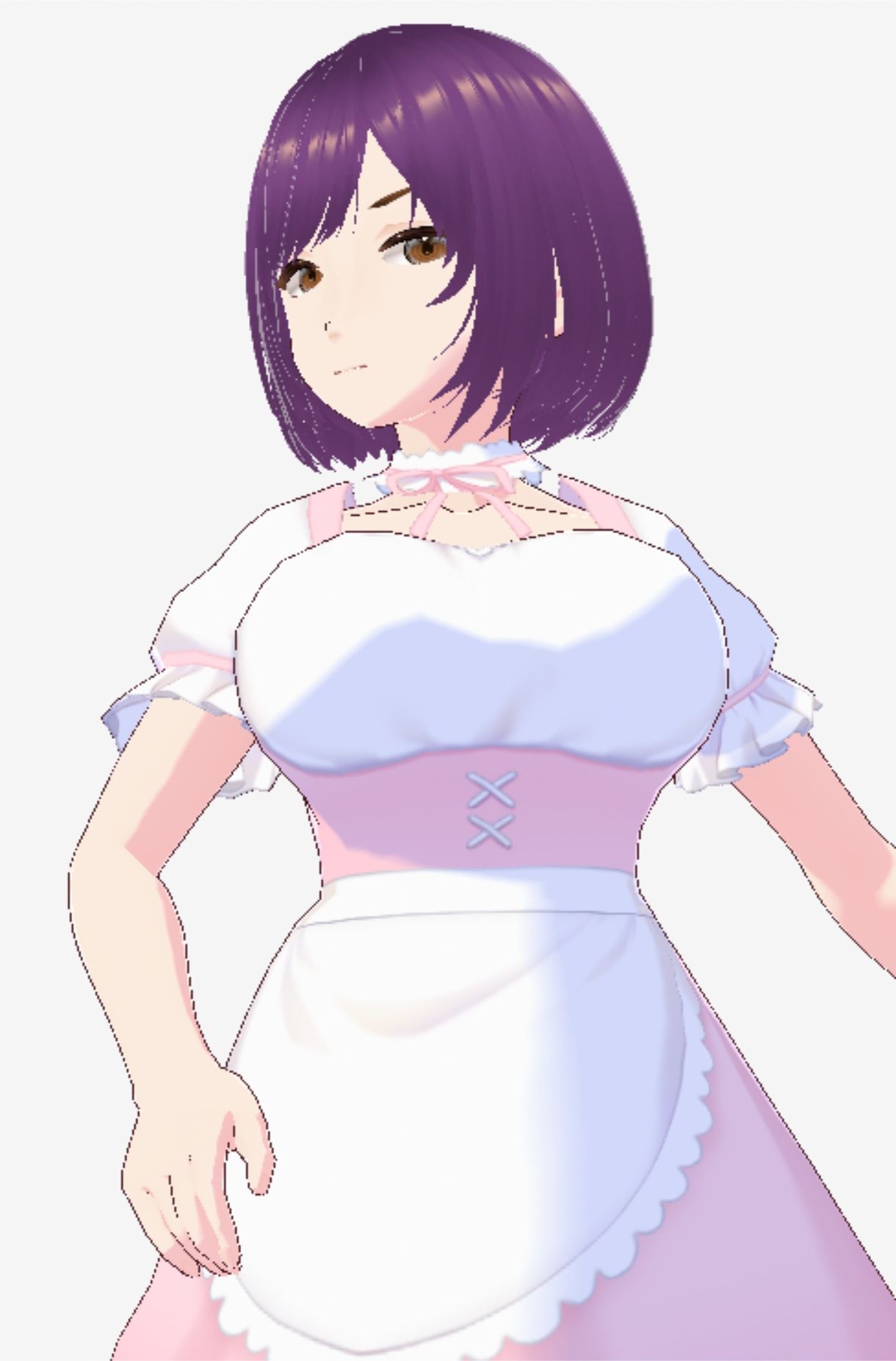 サンプル画像3:パープルヘアの巨乳の女性（セリフなし  3DCGモデル  イラスト集）(アフェアーアモーレ) [d_715249]