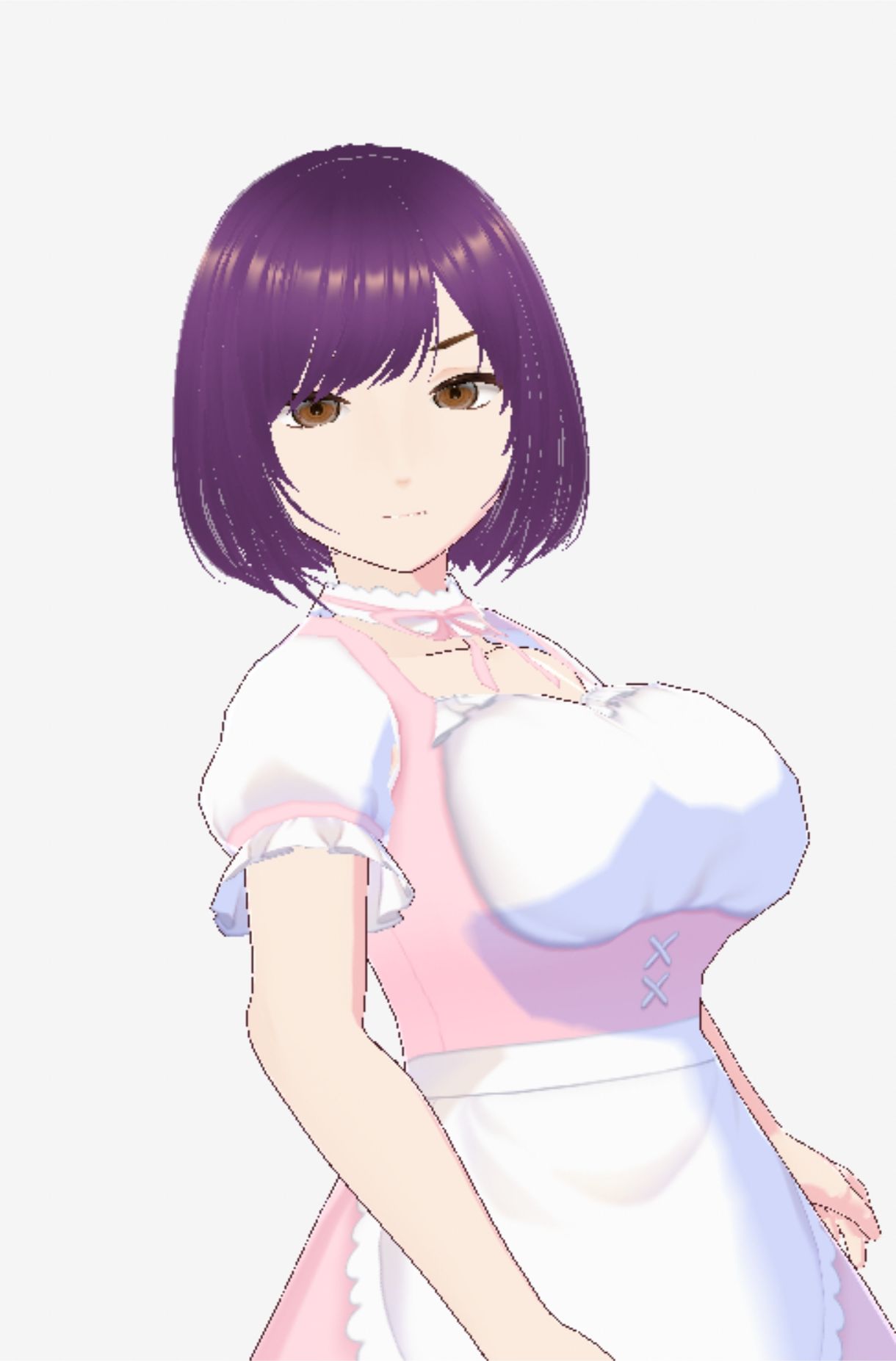 パープルヘアの巨乳の女性（セリフなし  3DCGモデル  イラスト集） 画像5