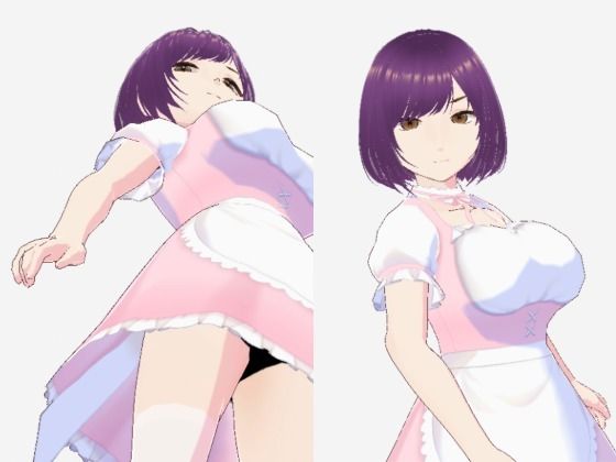 パープルヘアの巨乳の女性（セリフなし  3DCGモデル  イラスト集）【アフェアーアモーレ】