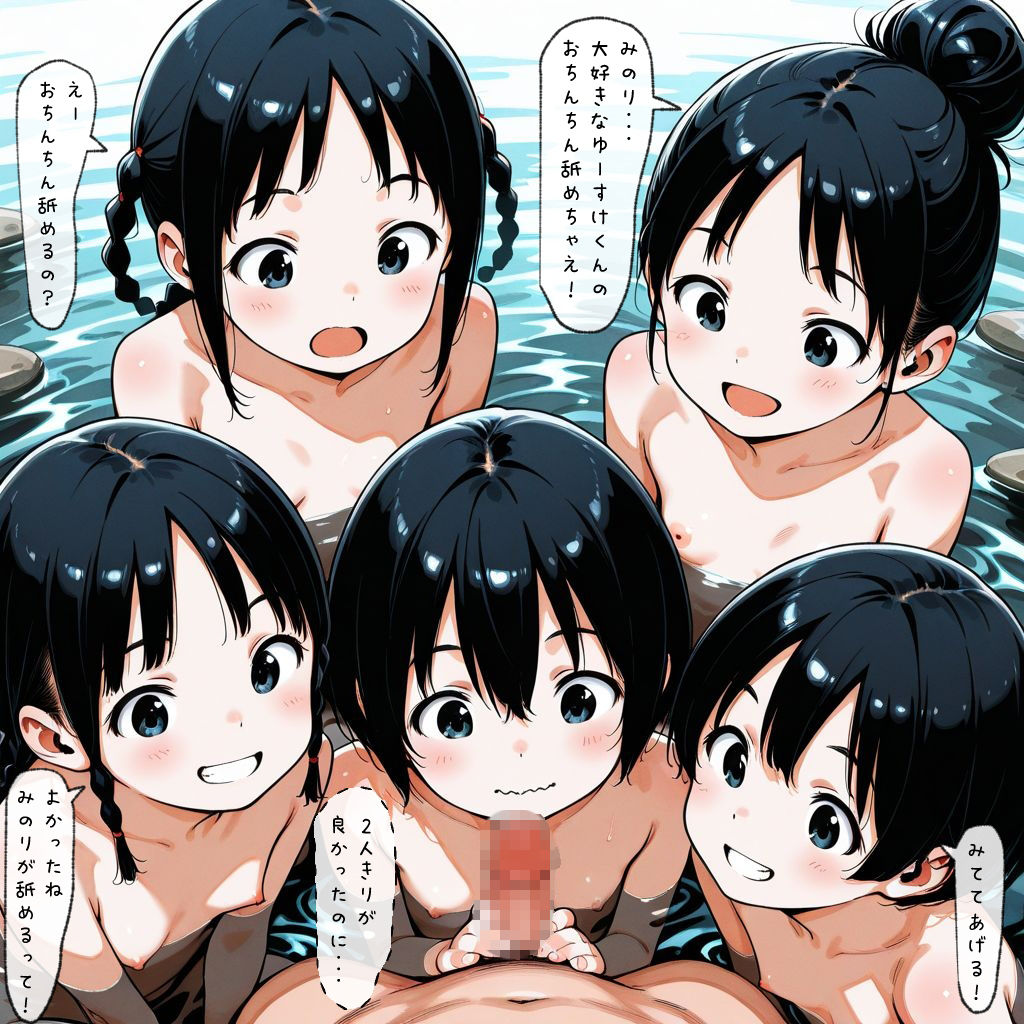【エロ漫画】混浴温泉で堂々と勃起ちんちんを見せつけたら、可愛い女の子たちが寄ってきた──それぞれの反応4