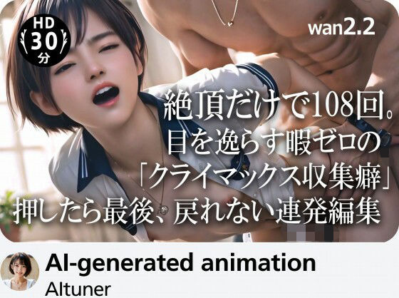 【30分HD】 絶頂だけで108回。目を逸らす暇ゼロの「クライマックス収集癖」──押したら最後、戻れない連発編集【AItuner】